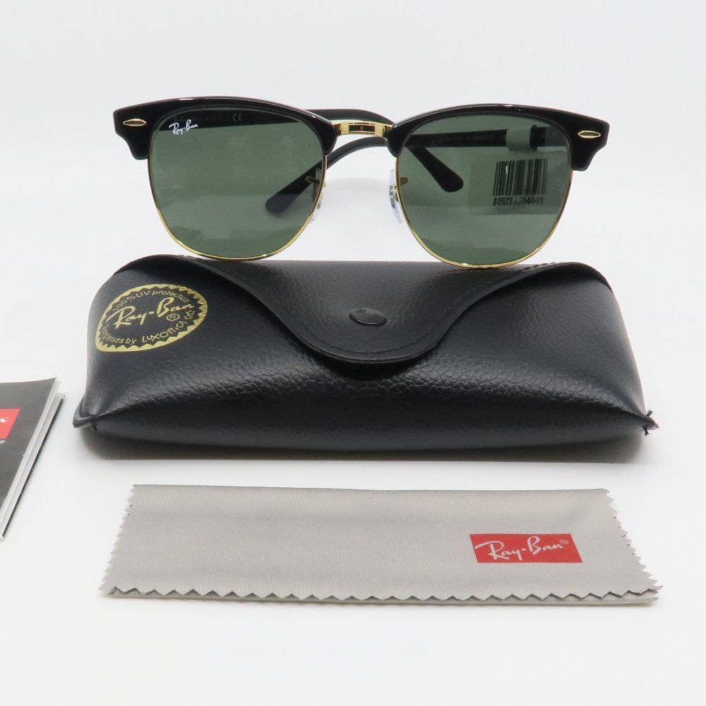 Ray-Ban Clubmaster Sunglasses Black & Gold with Green Lenses